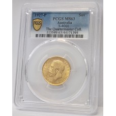 AUSTRALIA 1927 . ONE 1 SOVEREIGN . PERTH . GOLD
